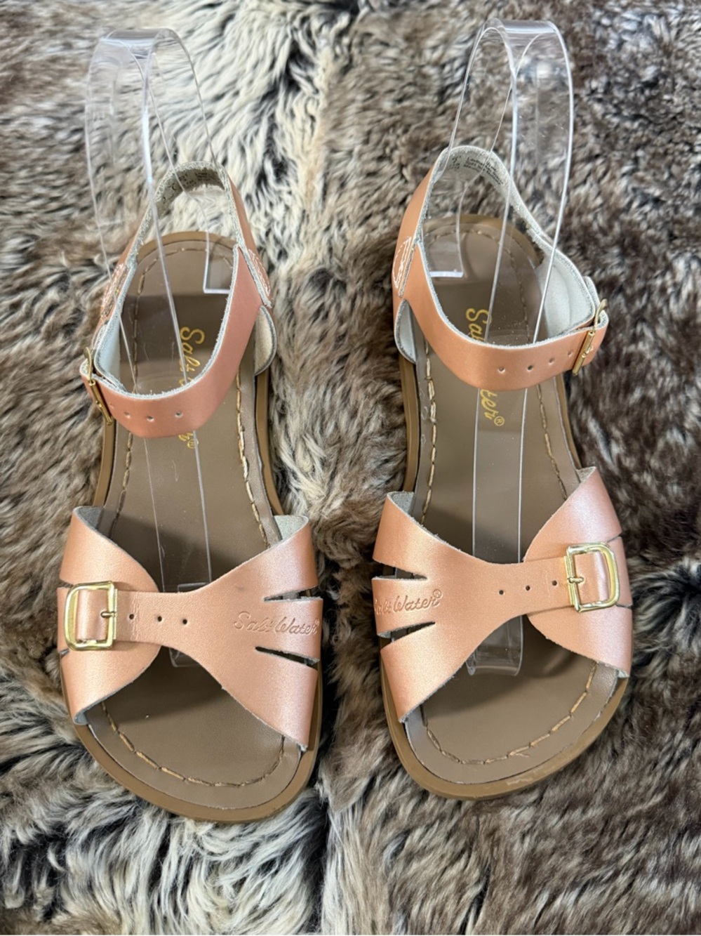 Salt Water Sandals by Hoy Metallic Peach Girls' Buckle Sandals